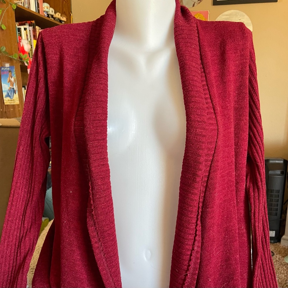 Elegant Burgundy Open-Front Cardigan / Altard State / sz medium